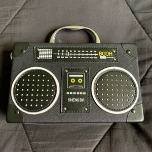 Vintage radio clutch handbag